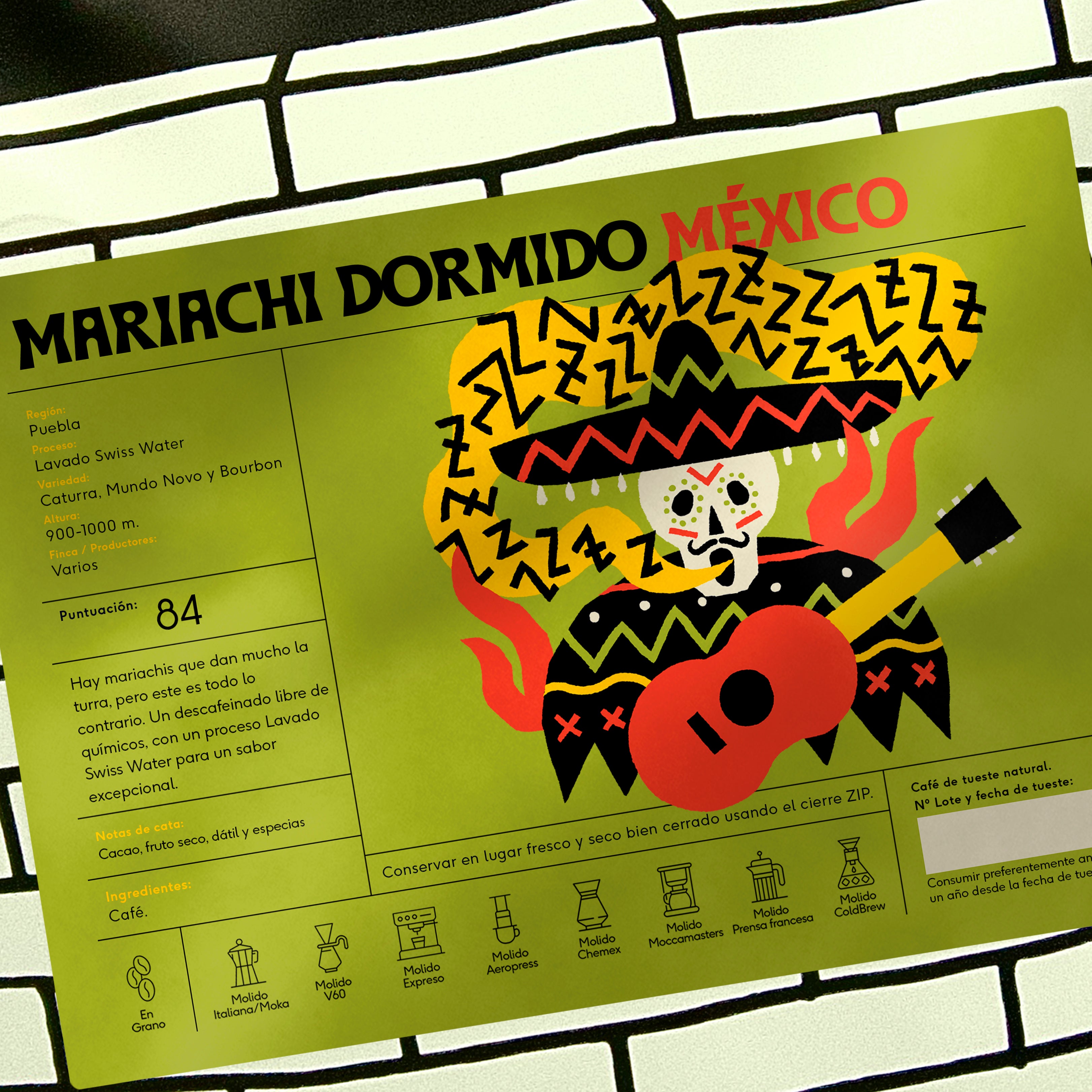 Mariachi Dormido de México (DESCAFEINADO Natural SWISS WATER) (250gr)